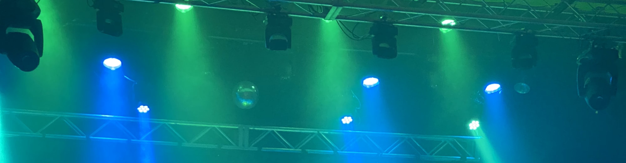 blue and green theater stage lights Salt Lake City