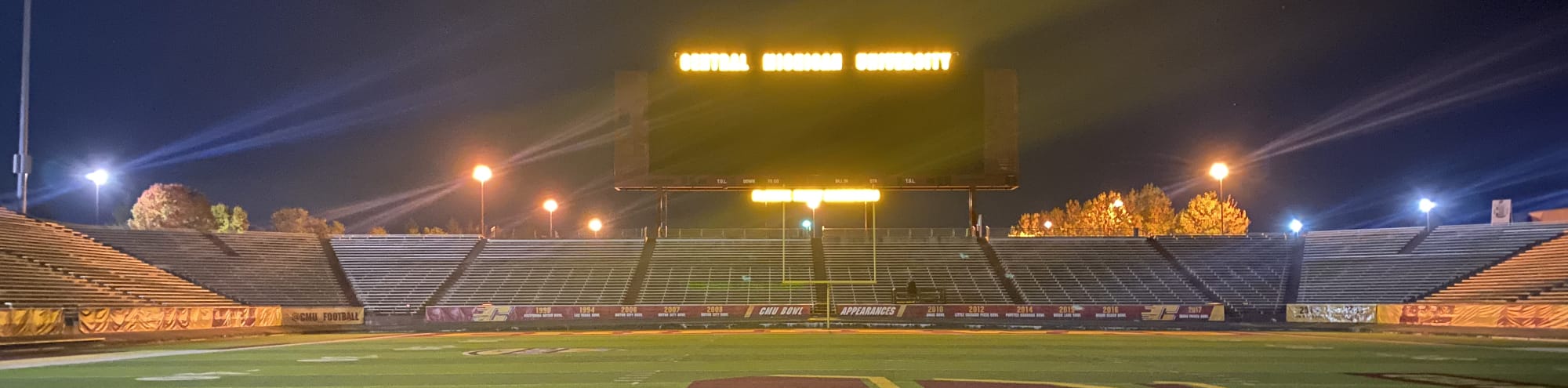 empty football stadium at night under the lights Salt Lake City